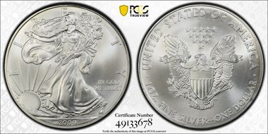 2009 $1 Silver Eagle MS68