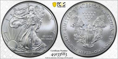 2014 $1 Silver Eagle MS68