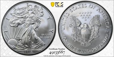 2018 $1 Silver Eagle MS69