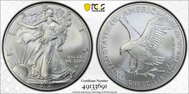 2021-W $1 Burnished Silver Eagle-Type 2 SP66
