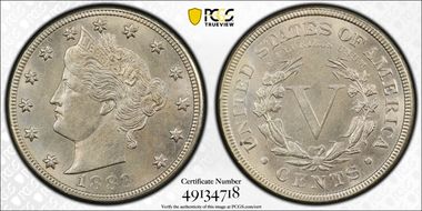 1883 5C With CENTS MS65