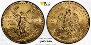 1943 (50 P) KM-482  Au MS64