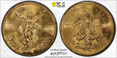 1943 (50 P) KM-482  Au MS64