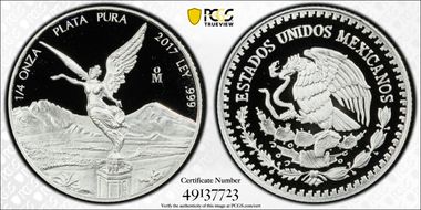 2017-Mo 1/4 oz Libertad Ag PR70DCAM