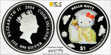 2004 $1 Hello Kitty 30th Ann. Yellow Kimono PR69DCAM