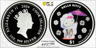 2004 $1 Hello Kitty 30th Ann. White Kimono PR70DCAM