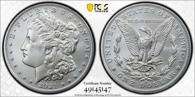 2021-CC Privy $1 Morgan Dollar 100th Anniversary MS69