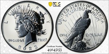 2023-S $1 Peace Dollar Rev PR Two-Coin Reverse Proof Set PR70