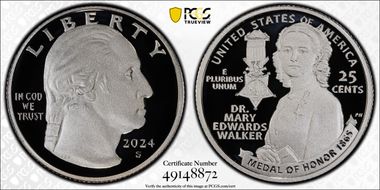 2024-S 25C Dr. Mary Edwards Walker Silver First Strike PR69DCAM