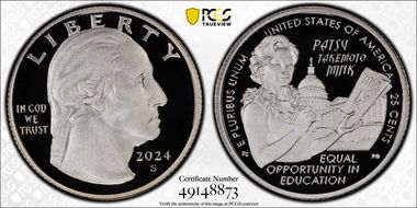 2024-S 25C Hon. Patsy Takemoto Mink Silver First Strike PR70DCAM
