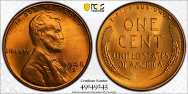 1948-S 1C MS67+ RD