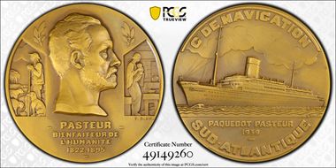 1939 Medal SS Pasteur Maiden Voyage Matte AE SP66