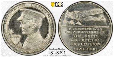 (c.1947) SC50C R. Byrd Antarctic Exp. Nickel-Brass Heraldic Art Medal MS65