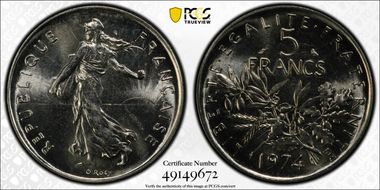 1974 5 Fr Gad-771 MS65