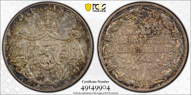 1906 2 Kr Independence KM-363  Ag MS63