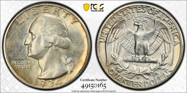 1934-D 25C Heavy Motto MS63