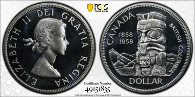 1958 S$1 British Columbia PL67CAM
