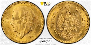 1959-M 10 Peso KM-473  Au MS64