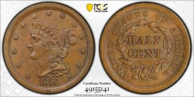 1856 1/2C MS63BN