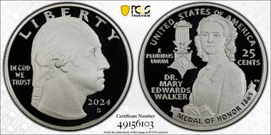 2024-S 25C Dr. Mary Edwards Walker Silver First Strike PR70DCAM