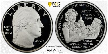 2024-S 25C Hon. Patsy Takemoto Mink Silver First Strike PR70DCAM