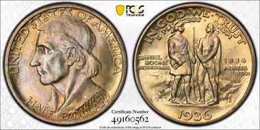 1936-D 50C Boone MS66+