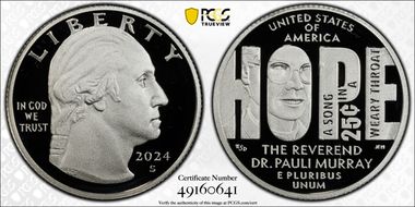 2024-S 25C Rev. Dr. Pauli Murray Silver First Strike PR70DCAM