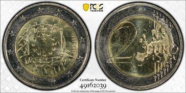 2015 € 2 30th Anniversary EU Flag MS64