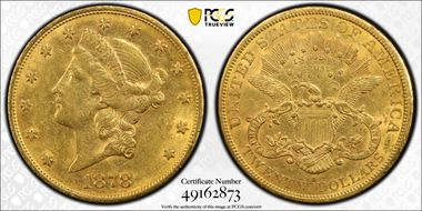 1878-S $20 AU53