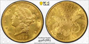 1899 $20 AU58