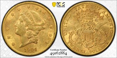 1904-S $20 AU58