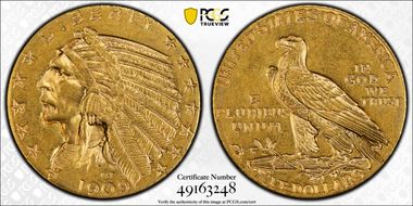 1909-D $5 AU58