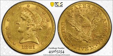 1881 $5 AU55