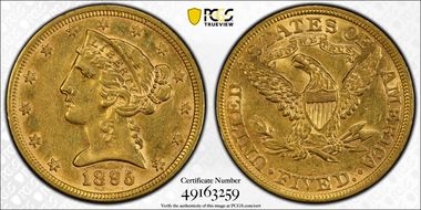 1895 $5 AU50