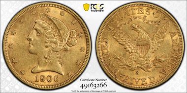 1906-S $5 AU55