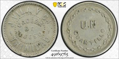 No Date Token Rulau-LV47 J. Vila y Ca. Cu-Ni AU50