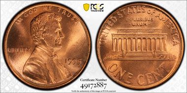 1995 1C Doubled Die Obverse MS67RD