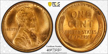 1909 1C Lincoln MS66+ RD