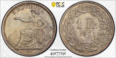 1861 B 1 Fr MS65