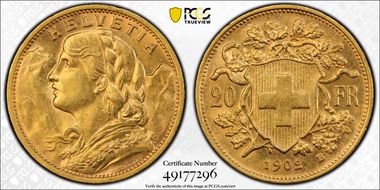 1902 B 20 Fr KM-35.1  Au MS62