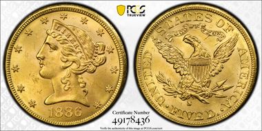 1886-S $5 MS64