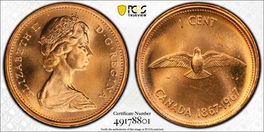 1967 1C Double Die Obverse MS65RD