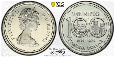 1974 $1 Winnipeg SY Ni SP68DCAM