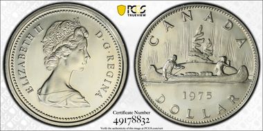 1975 $1 Voyageur Attached Jewels Ni PL67