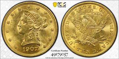 1907 $10 Liberty MS62