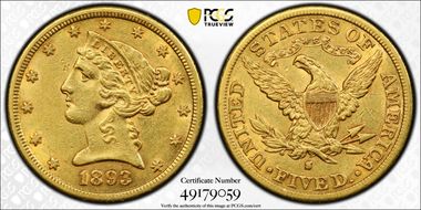 1893-S $5 AU50