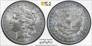 2021 $1 Morgan Dollar 100th Anniversary MS70