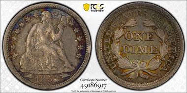 1853 10C Arrows AU50