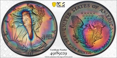 1987 $1 Silver Eagle MS68