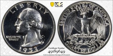 1953 25C Re-engraved TF, FS-901 PR66